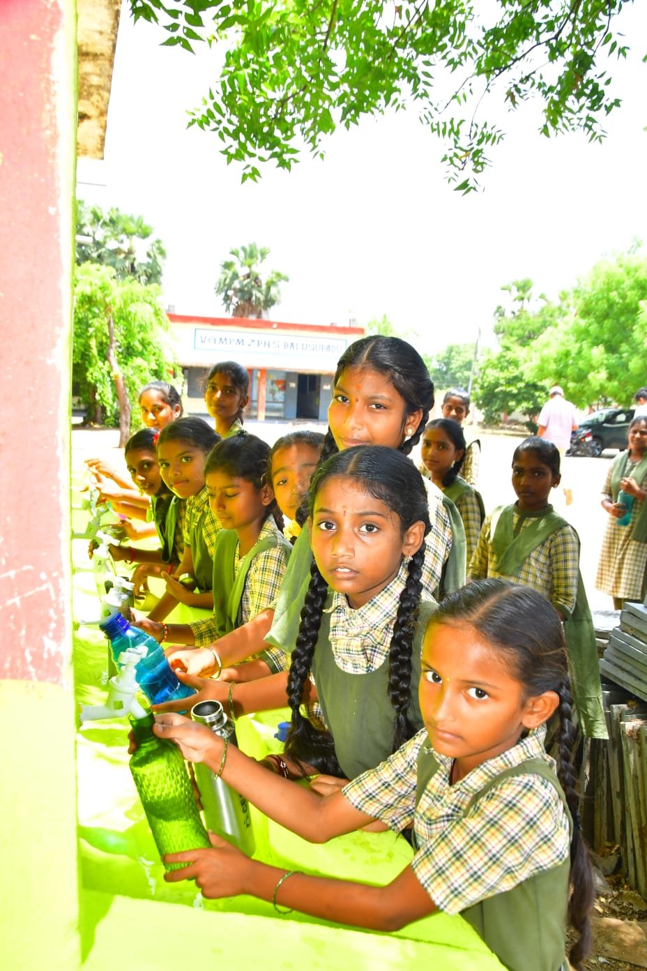 Student water tap system in use